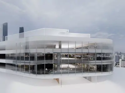 Futuristic Commercial Atrium Modern Shopping Mall Interior 3D model