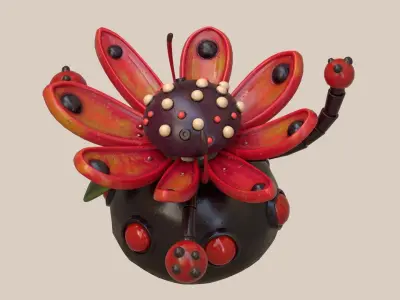 Stylized Bug Flower Low-poly 3D model