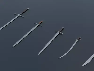 Medieval low-poly swords pack Low-poly 3D model