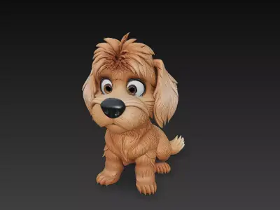 Dog Puppy Realistic 3D Model Basic - Low Poly Realistic Low-poly 3D model