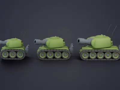 Modular Stylized Tank Low-poly 3D model