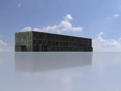 Old military barrack version 1 ruin 13 Low-poly 3D model