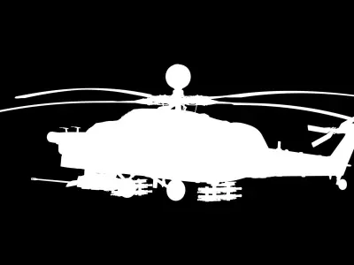 Mi-28N Gray Low-poly 3D model