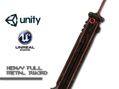 Heavy Full Metal Sword Low-poly 3D model