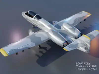 A 10 Thunderbolt Attack Plane - low poly Low-poly 3D model