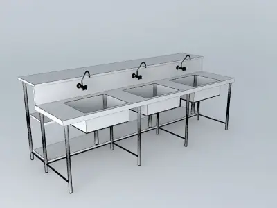Kit 225 Bench Inox 3 Cubas Alex Marques Free 3D model