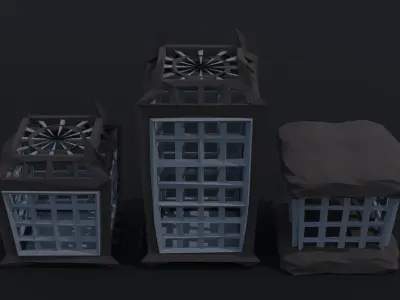 Cartoon cages Polygonal Style Low-poly 3D model