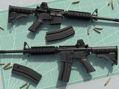 Modular Assault rifle Colt standart M4A1 Low-poly 3D model