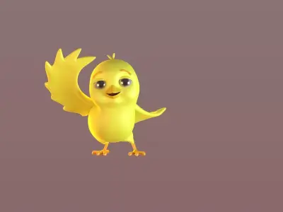 Cartoon Papa Bird Low-poly 3D model