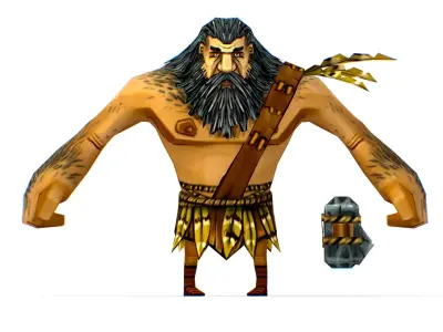 Low Poly Cartoon Creature Villager Gardner Low-poly 3D model