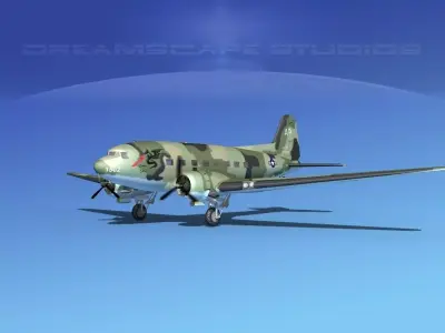Douglas C-47 Dakota USAF V05 3D model
