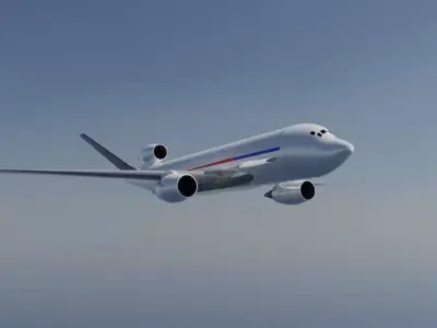 Fictional V-Tail Tri-Jetliner Dorsal Engine Concept Transport Low-poly 3D model