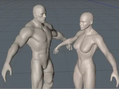 Man and Woman Low-poly 3D model