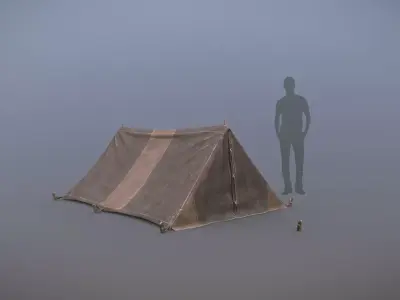 Military Tent WWII TwoSleeping close vr3 Low-poly 3D model