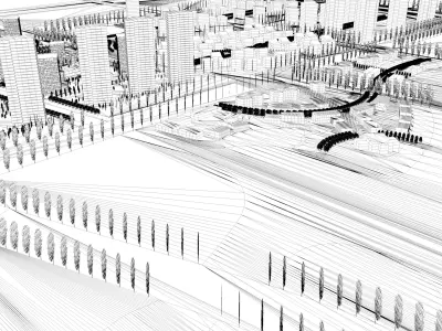 Urban highrise building building ancillary building commercial 3D model