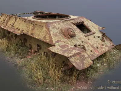 Tank T-34 Hull Rusted Low-poly 3D model