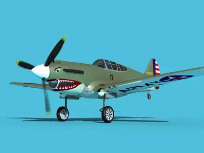 Curtiss P-40B Warhawk V03 USAAF 3D model