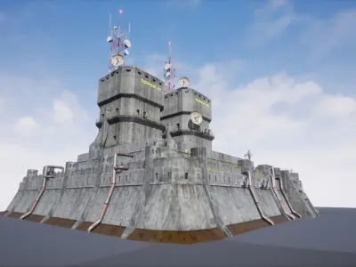 Fortress Modular Game Environment Low-poly 3D model