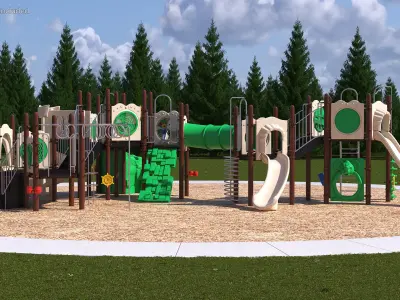 Commercial Kids Playground Set 3D model