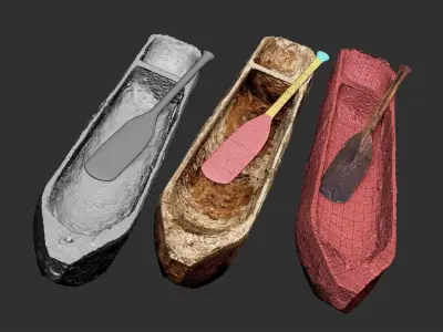 Dugout canoe Low-poly 3D model