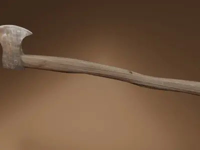 Battled axe Low-poly 3D model