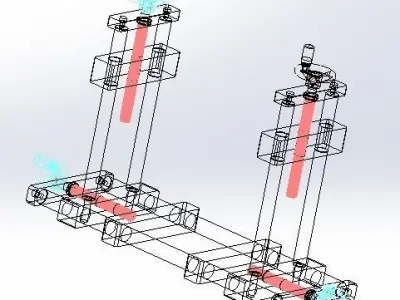 Symmetry trimming biaxial mechanical structure 3D model