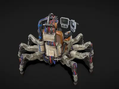 Scifi Dystopian Mechanical Chair robot Low-poly 3D model
