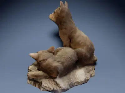 Wolf Puppy Figure Low-poly 3D model