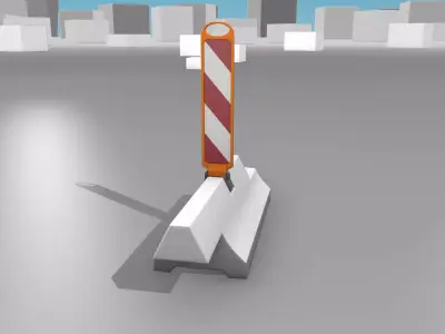 White and Red Road Traffic Barrier - Part 16 - Low-poly 3D model