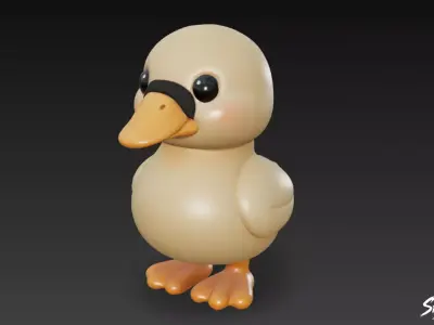 Cartoon Plush Duck Low-poly 3D model