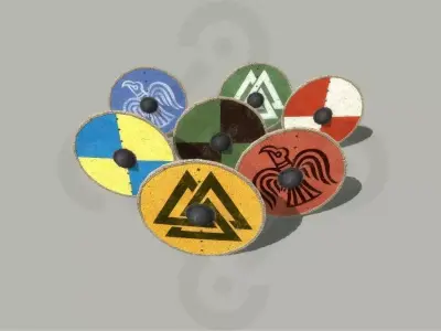 Viking round Shield Low-poly 3D model