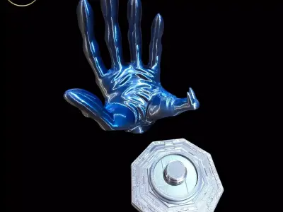 Alien Hand Controller Stand and Headphone Hanger Wall Mount Set 3D print model