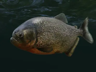 Piranha fish Low-poly 3D model