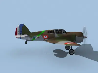 Curtiss H-75C Mohawk V10 France 3D model