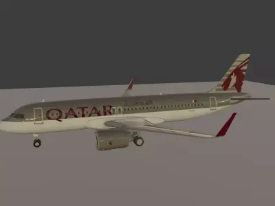 Qatar airways a320neo 3d model Low-poly 3D model