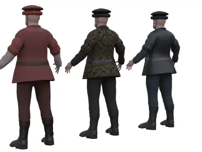 Medieval Old man Low-poly 3D model