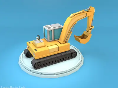 Low Poly Excavator Low-poly 3D model