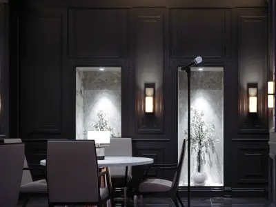 LUXURY RESTAURANT FULL 3D SCENE Free 3D model