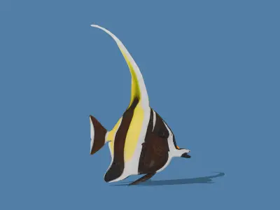 Banded Butterflyfish Low-poly 3D model