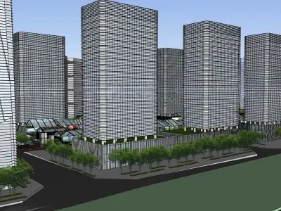 15 COMMERCIAL BUILDING CLUSTER AROUND CITY 3D model