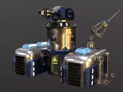 Sci-Fi Laser Tower Low-poly 3D model