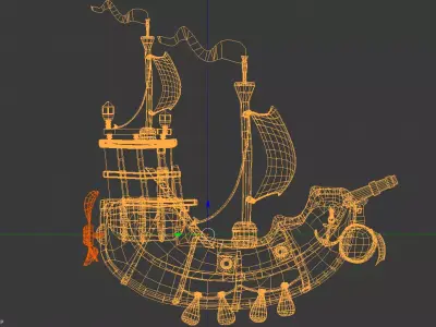 Flying Royal Ship Free low-poly 3D model