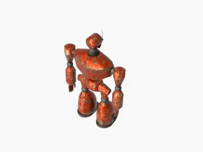 Rusty red robot Low-poly 3D model