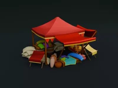 Medieval Market PACK Low-poly 3D model
