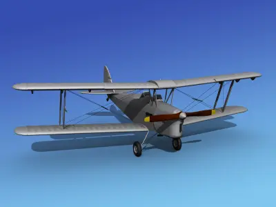 Dehavilland DH82 Tiger Moth Bare Metal 3D model