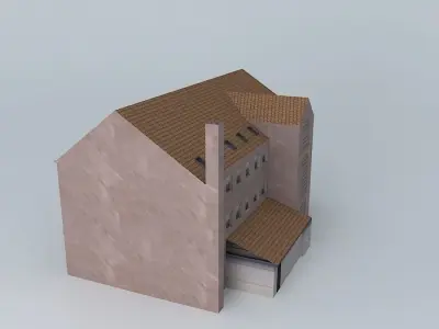 European Style Post Office Building Low-poly 3D model