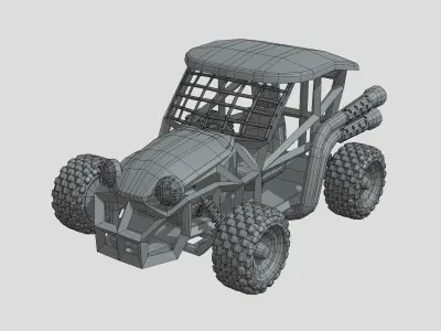 Stylized Toon Buggy Low-poly 3D model