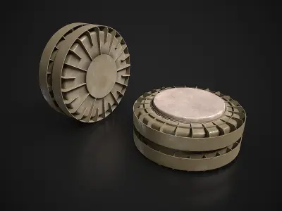 Italian circular plastic cased anti tank blast mine VS 16 Low-poly 3D model
