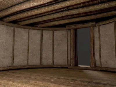 Traditional Yurt Nomads Tent with Interior 5 Low Poly PBR Low-poly 3D model