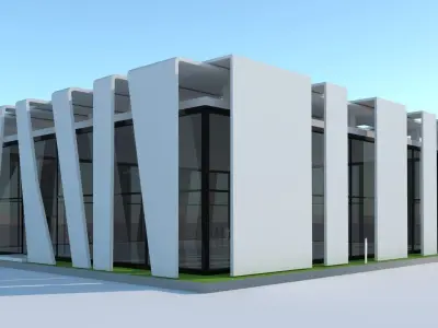 Exhibition interior and exterior Low-poly 3D model